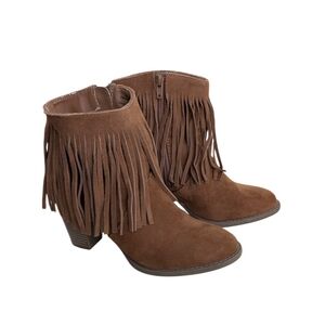 Mossimo Brown Fringe Suede Ankle Boots - Size 8
